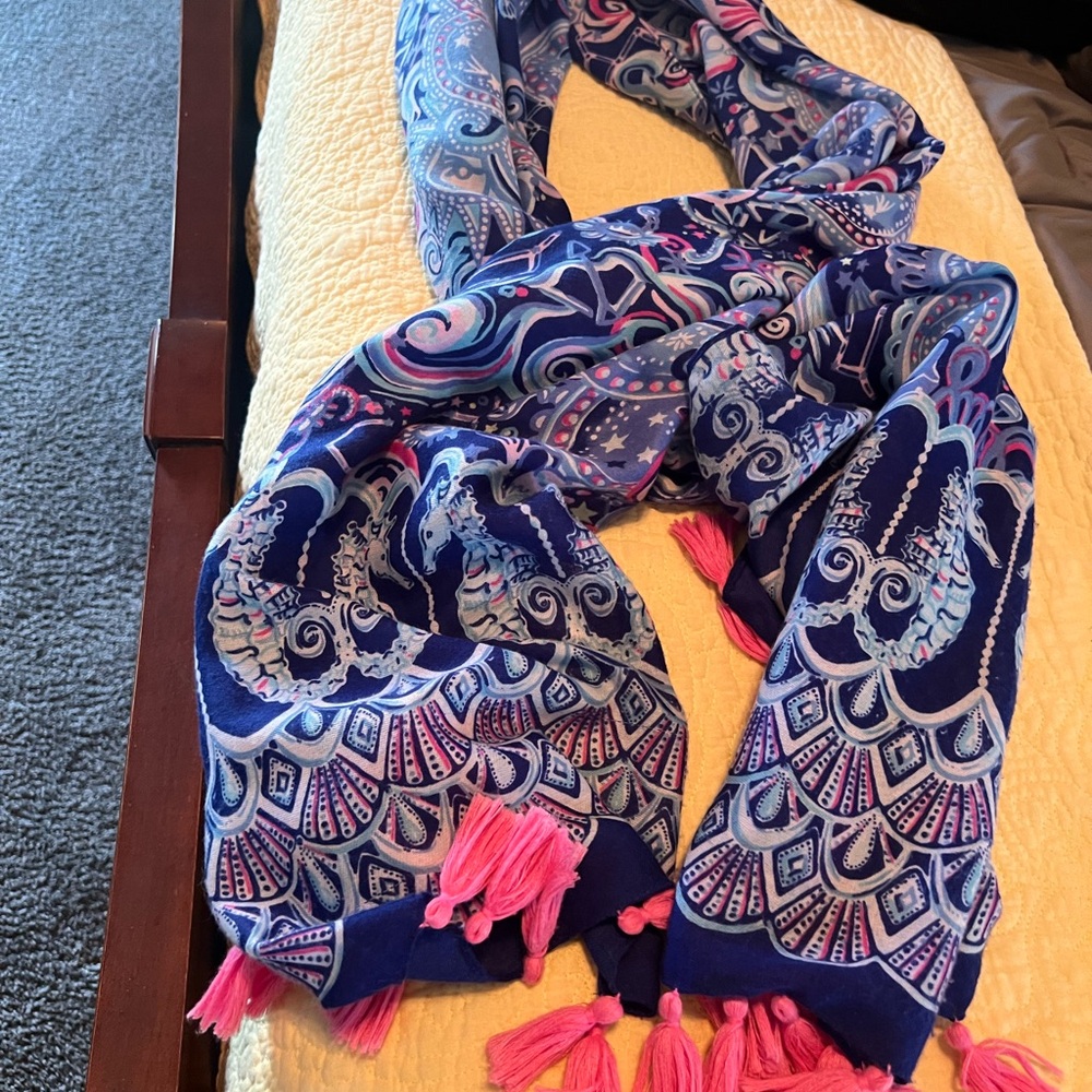 Lilly Pulitzer Vibrant Blue and Pink Scarf
